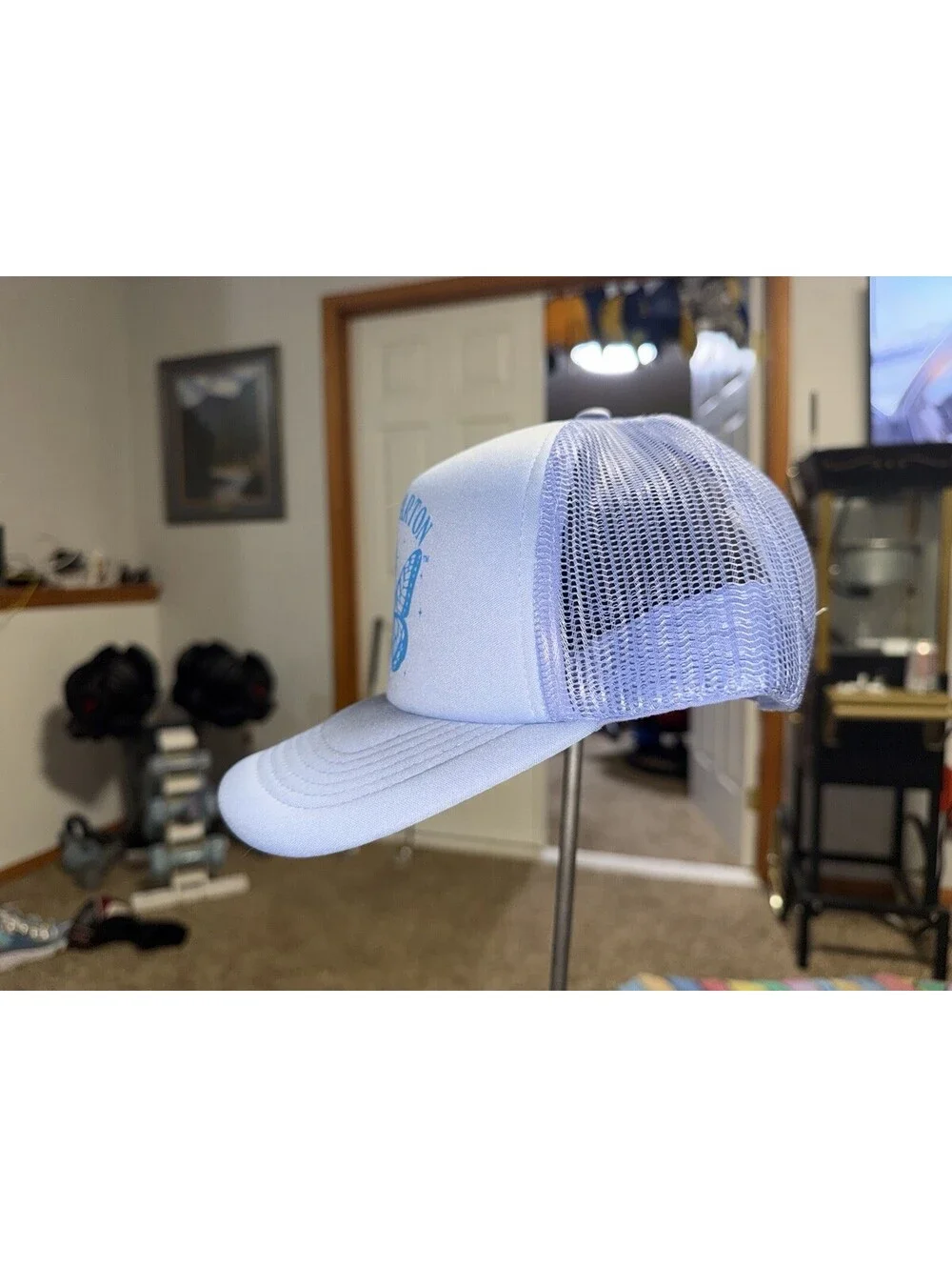 Dolly Parton Light Blue Butterfly Retro Trucker Hat Mesh